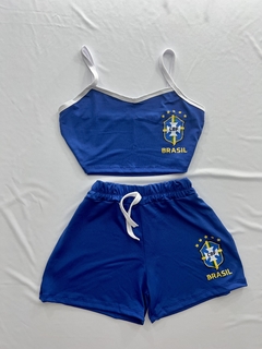 Conjunto Brasil na cor azul estilo moda blogueira - loja online
