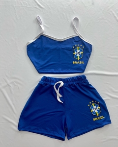 Conjunto Brasil na cor azul estilo moda blogueira