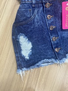 Saia botão jeans escura - loja online