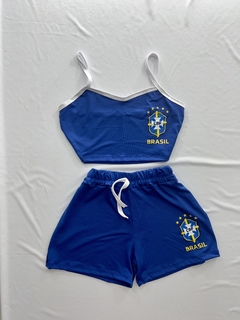 Conjunto Brasil na cor azul estilo moda blogueira na internet