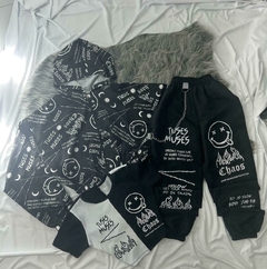 Conjunto de 3 peças jogger calça tactel + cropped canelado e corta vento carinha chaos estilo moda gringa