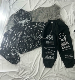 Conjunto smille inverno calça street com corrente e corta vento estilo moda gringa na internet