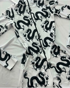 Macaquinho estilo macacão dragão branco com preto estilo moda gringa - loja online