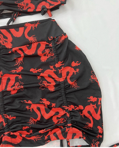 Conjunto dragão vermelho estilo moda blogueira - loja online
