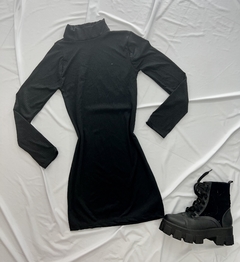 Vestido canelado manga longa preto ou cinza estilo moda gringa