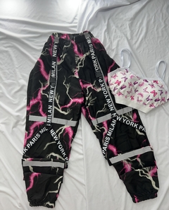 Conjunto calça raio rosa e cropped borboleta rosa estilo moda gringa - comprar online