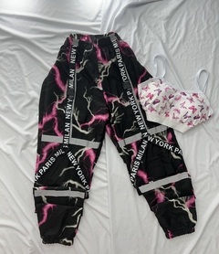 Conjunto calça raio rosa e cropped borboleta rosa estilo moda gringa - Nanda Looks