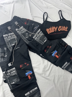 Conjunto Jogger Street baby Girls calça tactel e cropped estilo moda gringa - Nanda Looks