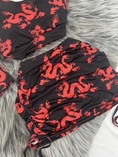 Conjunto Asthetic dragão vermelho estilo moda gringa na internet