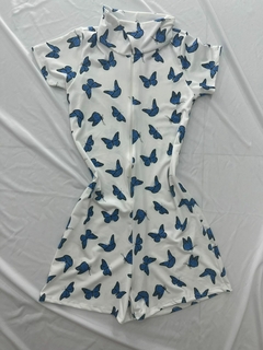 Macaquinho estilo macacão borboleta azul estilo moda gringa - Nanda Looks