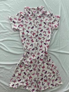 Macaquinho estilo macacão borboleta rosa estilo moda gringa - comprar online