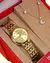 Relógio Mondaine Feminino Original Dourado À Prova D'Água com NF + Kit Colar 608D