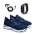 Kit Tênis Masculino Fitness + Fone de Ouvido + Relógio - Azul - 35 ao 43