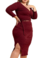 Conjunto Feminino Plus Size Transpassada Cropped Envelope Saia Midi Fenda - Vinho