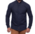 Camisa Masculina Linho Manga Longa Gola Padre Lisa Casual - Azul Petróleo