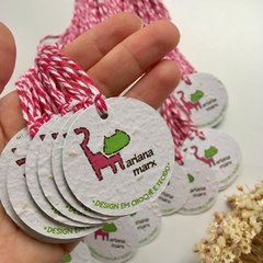 TAG PLANTÁVEL - PAPEL SEMENTE REDONDA - 5,5 X 5,5cm PERSONALIZADA - comprar online