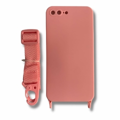 FUNDA IPHONE 7 PLUS - 8 PLUS ANTISHOCK ROSA CON CORREA