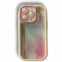 FUNDA IPHONE 13 PRO MAX REFORZADA WATERCOLOR TURQUESA Y ROSA