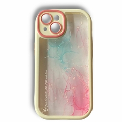 FUNDA IPHONE 14 REFORZADA WATERCOLOR TURQUESA Y ROSA