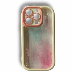 FUNDA IPHONE 14 PRO REFORZADA WATERCOLOR TURQUESA Y ROSA