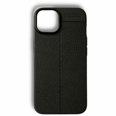 FUNDA IPHONE 14 SIMIL CUERO NEGRO