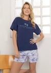 PIJAMA CORTO DAMA REMERA MANGAS CORTAS CON SHORT (LE24731E)