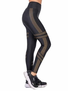 CALZA DEPORTIVA DE LYCRA CON DETALLES EN DORADO (TO05031) - comprar online