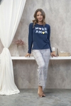 PIJAMA LARGO DAMA CON PANTALON A CUADRILLE (LE24315)