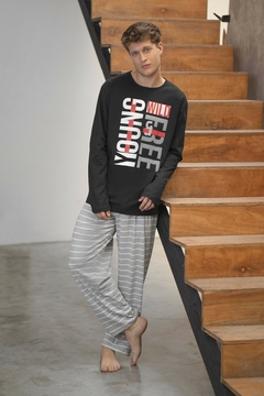 PIJAMA LARGO HOMBRE PANT.RAYAS (LE24500E) - comprar online