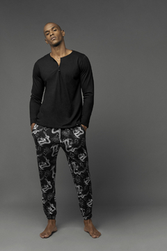 PIJAMA LARGO HOMBRE PANTALON ESTAMPADO (SP91008)