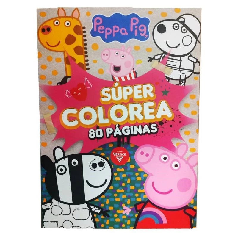 Libros Pega y colorea c/pegatinas Peppa Pig 30x20cm 40 páginas - Kilumio