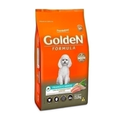 RAÇÃO GOLDEN FÓRMULA MINI BITS PARA CÃES ADULTOS DE PEQUENO PORTE SABOR FRANGO E ARROZ 15 KG