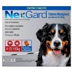 ANTIPULGAS E CARRAPATOS NEXGARD 6,0 G PARA CÃES DE 25,1 A 50 KG (3 TABLETS)