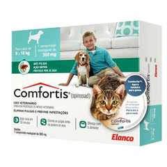 COMFORTIS 560 mg - Cães de 9 a 18 kg e Gatos de 5,4 a 11kg