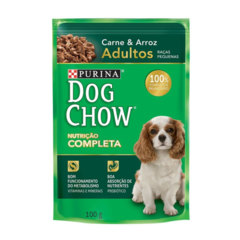 RAÇÃO ÚMIDA DOG CHOW SACHE CÃES ADULTOS PEQUENAS RAÇAS CARNE E ARROZ 100 G