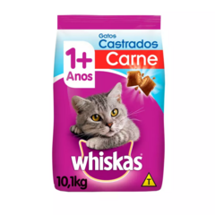 RAÇÃO WHISKAS PARA GATOS ADULTOS CASTRADOS SABOR CARNE 10,1 KG