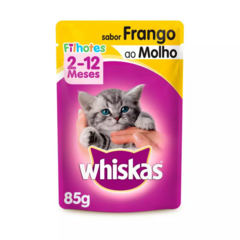 RAÇÃO ÚMIDA WHISKAS SACHE PARA GATOS FILHOTES SABOR FRANGO AO MOLHO 85G