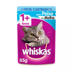 RAÇÃO ÚMIDA WHISKAS SACHE PARA GATOS CASTRADOS SABOR PEIXE 85G