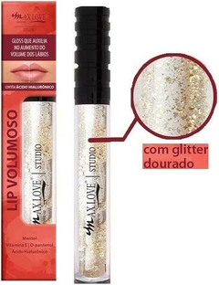 Gloss Max Love com glitter dourado cor 19 - comprar online