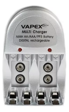 Cargador Multiple Vapex P/ Pilas Aa Aaa Baterias 9 V 220 V