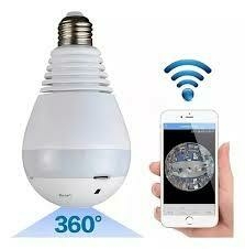 lampara wifi led ip camara hd 360° ojo pez espia graba