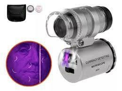 Microscopio Lupa Aumento 60x Luz Led Y Uv Billetes Falsos Color Gris - comprar online