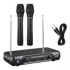 Microfono Inalambrico Gadnic Profesional Vhf Karaoke Largo Alcance Color Negro