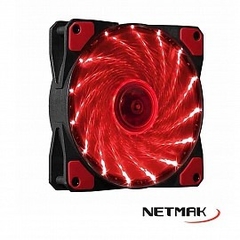 Cooler Gabinete 12 X 2,5 Cm Netmak (NM-12025R) 15 Leds Rojo