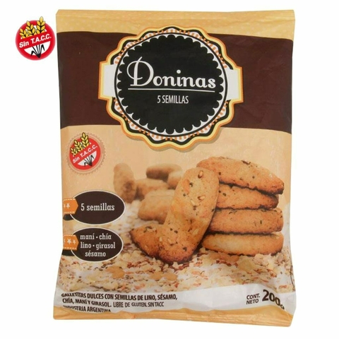 GALLETITAS SIN TACC DONINAS 5 SEMILLAS 200 GR