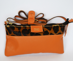 BOLSA TIRACOLO COURO ANIMAL PRINT- LARANJA (BAG BISNAGUINHA)