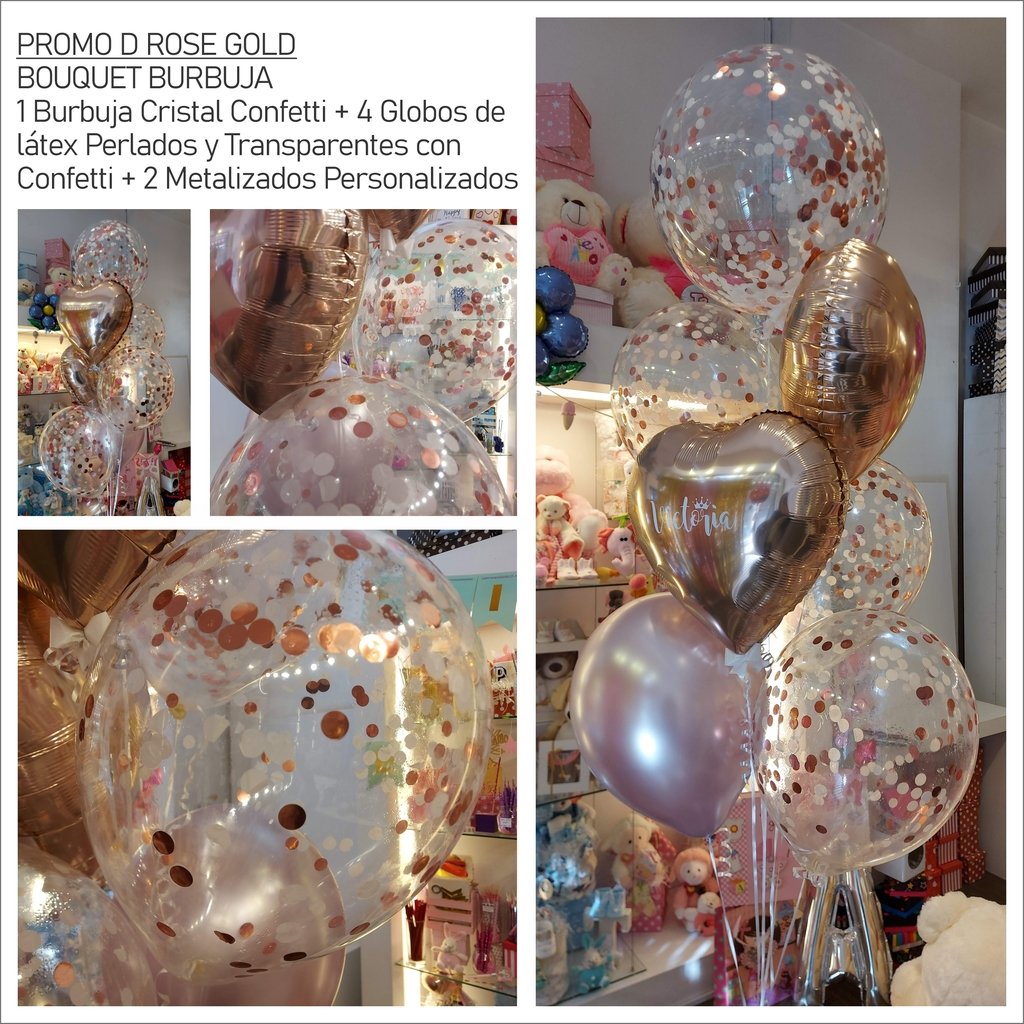 Bouquet de globo transparente con confeti personalizado