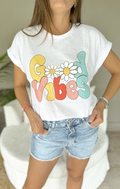 Remera Good Vibes Blanca - comprar online