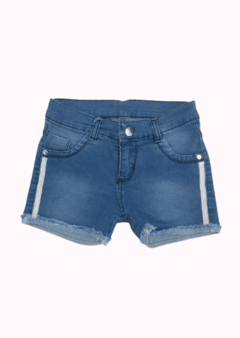 Short de jean elastizado con tira lateral