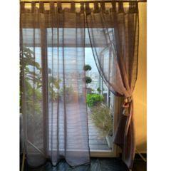 Juego de Cortinas Voile Bordado Gris - comprar online